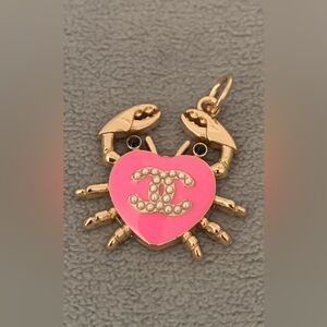 Pink  and Gold Upcycled Crab Pendant